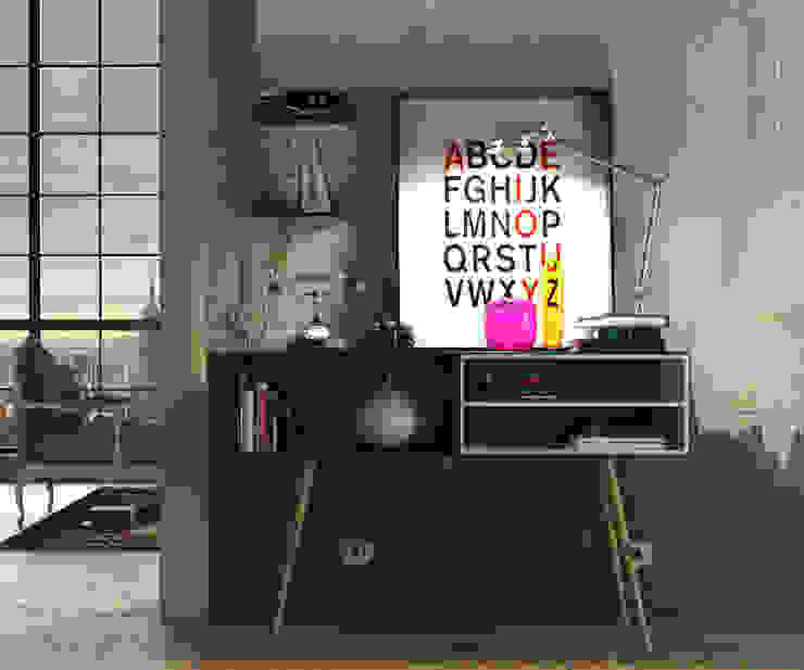 Klein, aber oho homify Minimalistische Wohnzimmer Design, Designer, Designermöbel, Loft, Sideboard, Stauraum, Holzmöbel, Holz, Staufläche, Gestell,Schränke und Sideboards