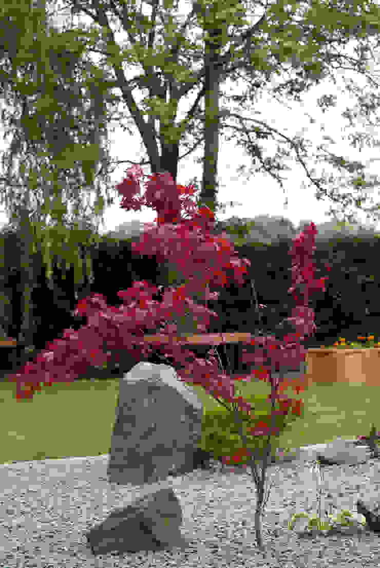 A tranquil combination of traditional rock, slate and Acer Lush Garden Design Asian style garden