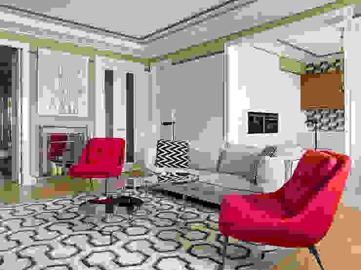 Квартира на ул.Балтийской / Москва Гостиные в эклектичном стиле от Бюро TS Design Эклектичный