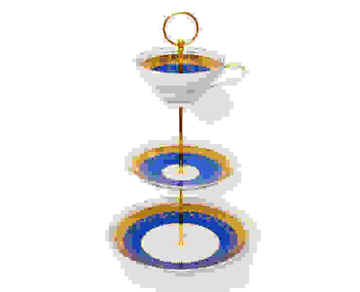 Lieselotte Etagere aus Vintage Sammeltasse blau-gold Lieselotte EsszimmerAccessoires und Dekoration