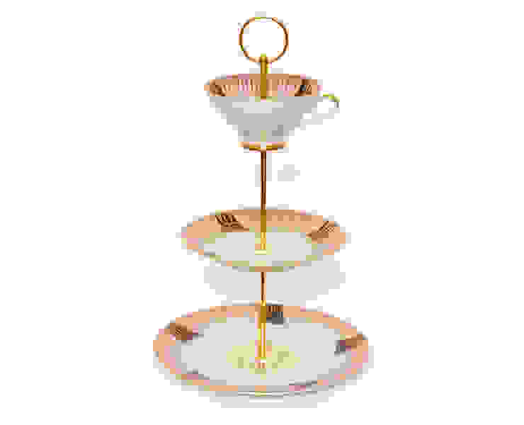 Lieselotte Etagere aus Vintage Sammeltasse rosa-gold-schwarz Lieselotte EsszimmerAccessoires und Dekoration