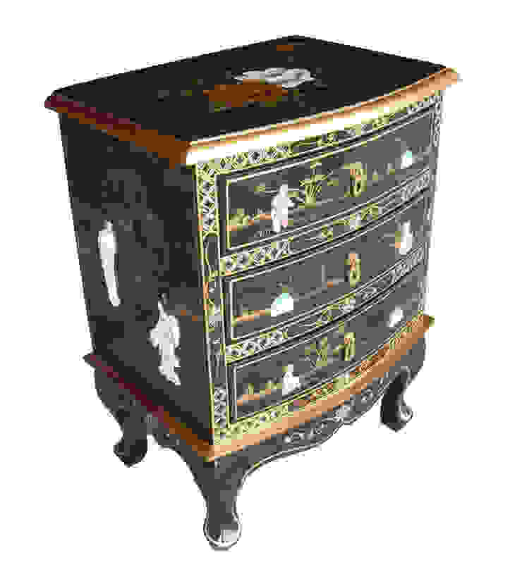 Chinese Black Lacquer Mother Of Pearl Furniture Ornately