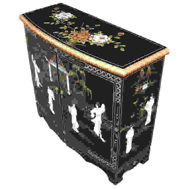 Chinese Black Lacquer Mother of Pearl Furniture Ornately Decorated