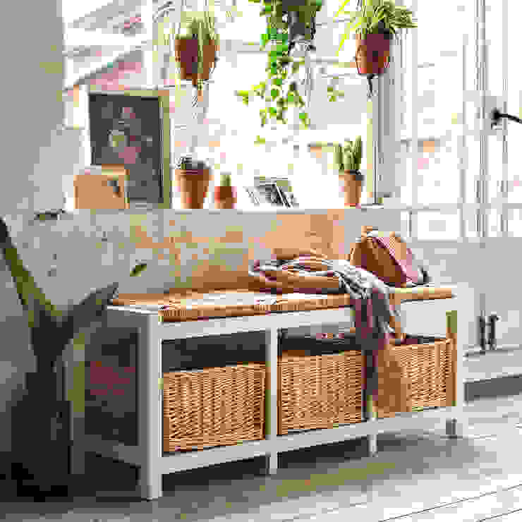 Farmhouse Ivory Wicker Storage Seat The Cotswold Company البلد، لقب، الرواق، رواق، &، درج Storage