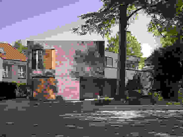 Straßenansicht KITZMANN ARCHITEKTEN Moderne Häuser Anlage,Himmel,Fenster,Gebäude,Straßenbelag,Leuchte,Baum,Tür,Mauerwerk,Ziegel