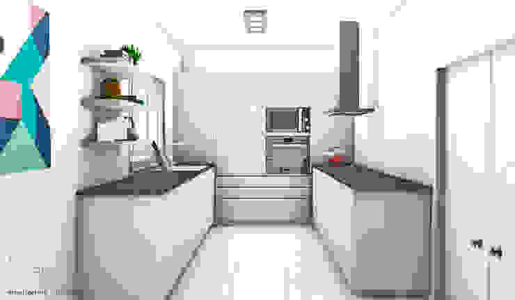 Apartamento Lumiar_Reabilitação Arquitectura + Design Interiores Cozinhas minimalistas por Tiago Patricio Rodrigues, Arquitectura e Interiores Minimalista