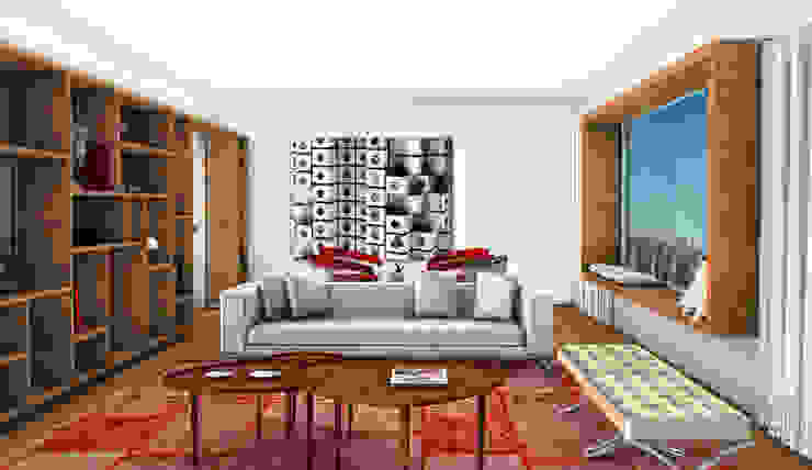 Apartamento Lumiar_Reabilitação Arquitectura + Design Interiores Salas de estar modernas por Tiago Patricio Rodrigues, Arquitectura e Interiores Moderno