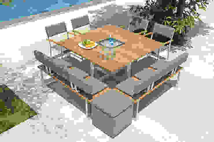 Tisch Quadux mit passenden Bänken und Stühlen ZEBRA Moderner Garten Möbel