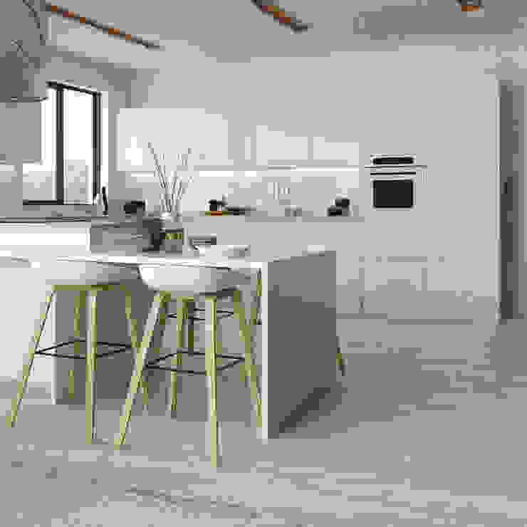 Manhattan gloss kitchen in white Kitchen Stori Modern kitchen Cabinets & shelves