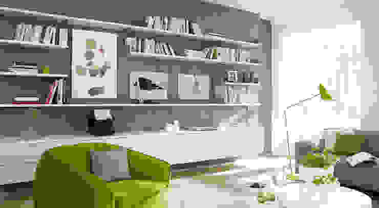 Wohnzimmer - Regalsystem ON-WALL homify Moderne Wohnzimmer Möbel,Eigentum,Grün,Weiß,Couch,Regal,Tisch,Innenarchitektur,Wohnzimmer,Bücherregal
