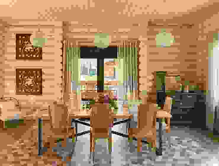 Lavka-design дизайн бюро 러스틱스타일 다이닝 룸