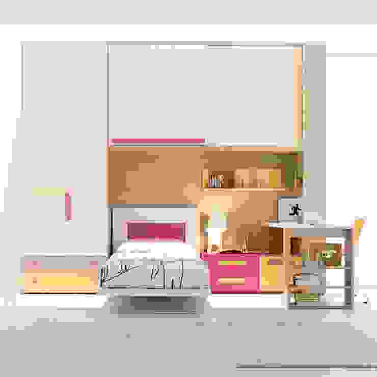 'Yellow-Pink' Girl's bedroom furniture set by Clever homify Дитяча кімната Ліжка та дитячі ліжечка