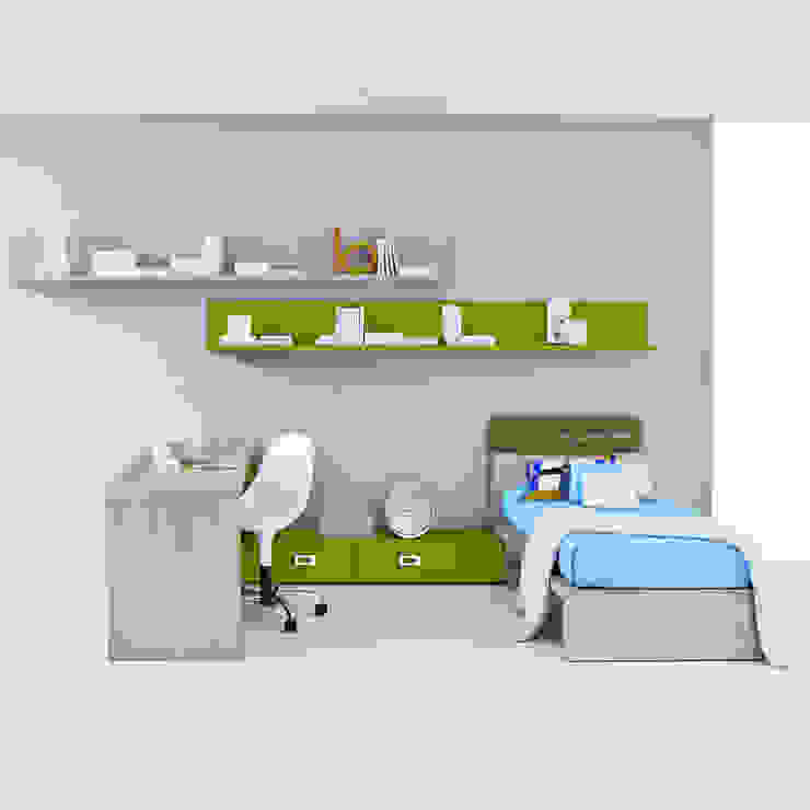 'Green Wood' Kid's bedroom set with sliding bed by Clever homify Дитяча кімната Ліжка та дитячі ліжечка