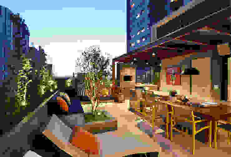 MANDRIL ARQUITETURA E INTERIORES Modern balcony, veranda & terrace