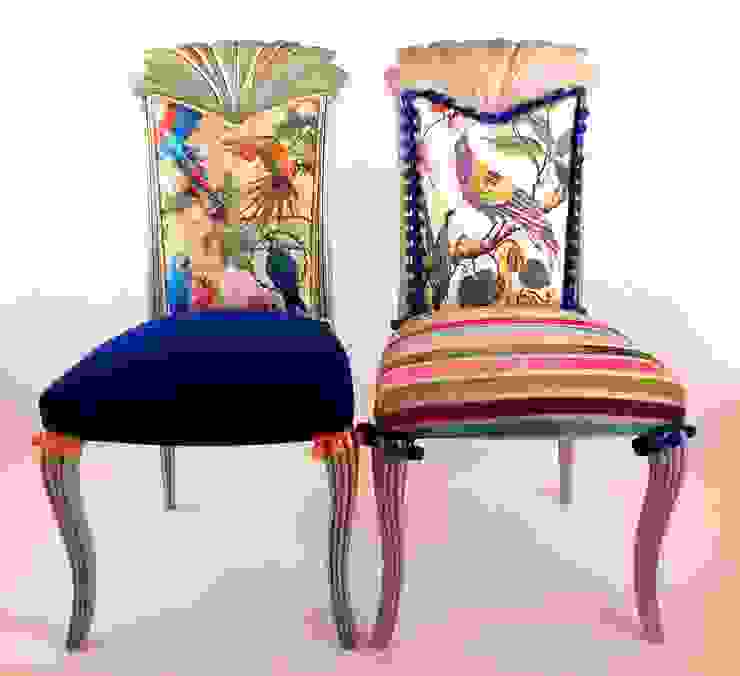 Chair Flora & Fauna Motley Chairs Tropische Esszimmer Holz Mehrfarbig Stühle und Bänke