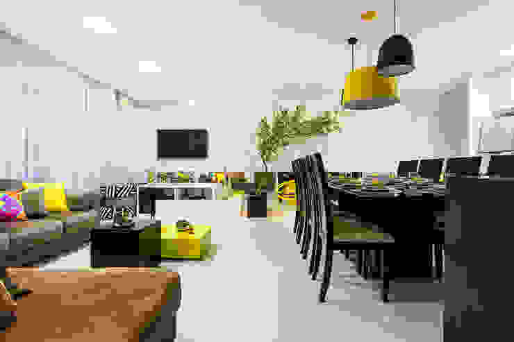 Apartamento São Bernardo, Amanda Pinheiro Design de interiores Amanda Pinheiro Design de interiores Modern Dining Room Yellow