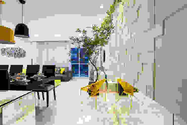 Amanda Pinheiro Design de interiores Modern living room Stone Yellow
