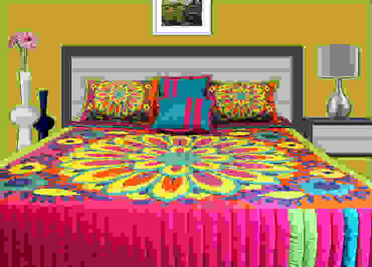 Big Flower Motif King Size Quilted Bedspread homify Modern style bedroom Cotton Multicolored Textiles
