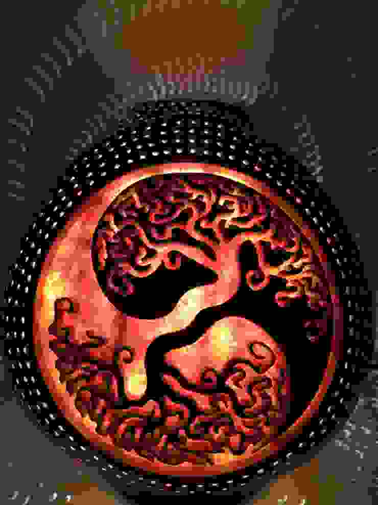 Kurbis Bzw Kalebassenlampe Tree Of Life Im Ying Yang Flower