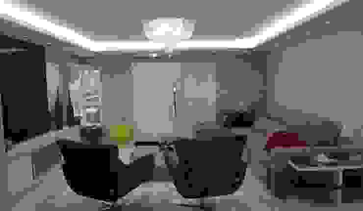 Iluminação e gesso Ésse Arquitetura e Interiores Salas de estar modernas