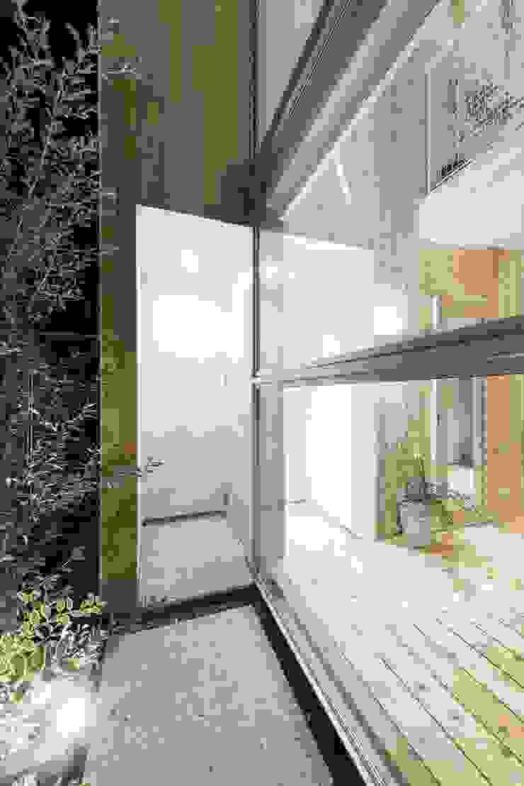 玄関夕景 ディンプル建築設計事務所 モダンスタイルの 玄関&廊下&階段 無垢材 木目調