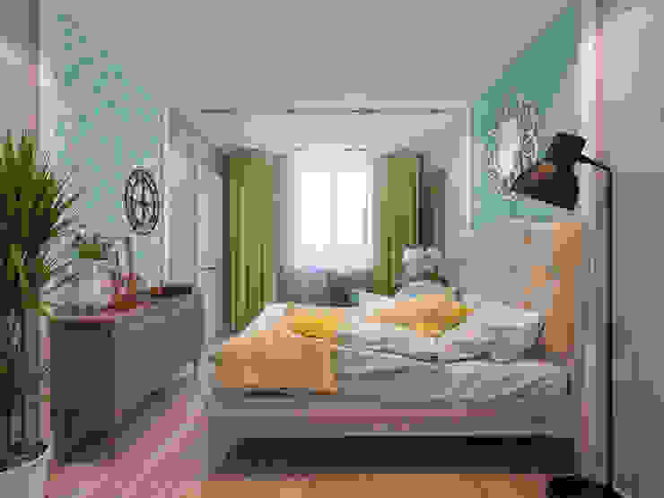 Дизайн-проект в ЖК Миргород, Details, design studio Details, design studio Ausgefallene Schlafzimmer Türkis