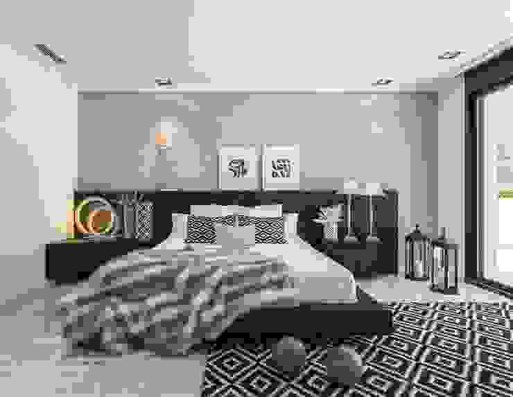 Dormitorio con simetrías en gris Laura Yerpes Estudio de Interiorismo Dormitorios de estilo mediterráneo Muebles,Edificio,Marco,Comodidad,Marco de la cama,Madera,Textil,Encendiendo,Diseño de interiores,Almohada