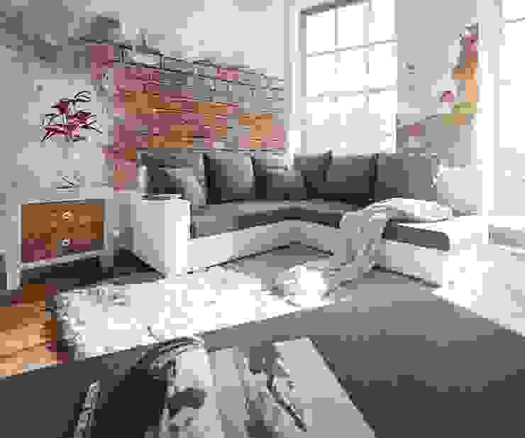 Ecksofa Lavello 210x210 cm Weiss Grau Sofa mit Hocker homify Moderne Wohnzimmer Mehrfarbig Sofas und Sessel