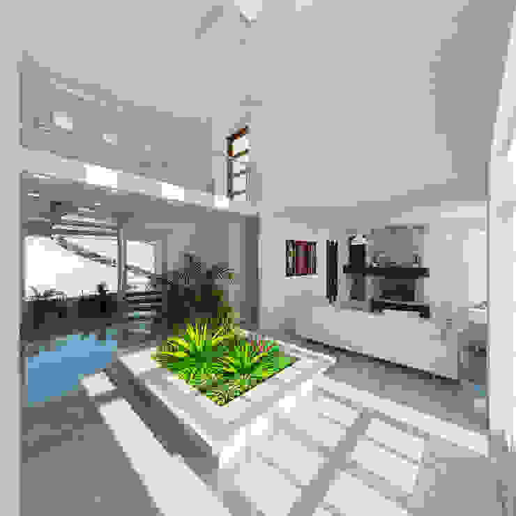 Casa Huiramba, Michoacán, IDEA Studio Arquitectura IDEA Studio Arquitectura Modern corridor, hallway & stairs White