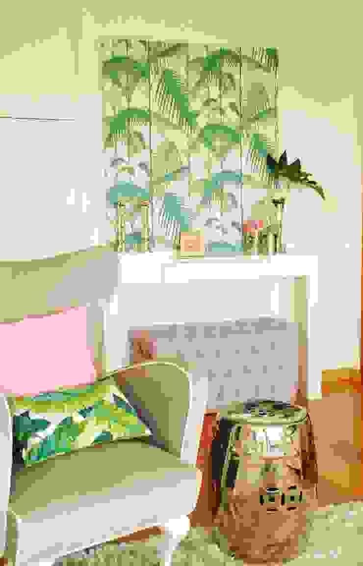 Pedaço de sol! - Decoração de sala de estar e jantar, White Glam White Glam Modern Living Room