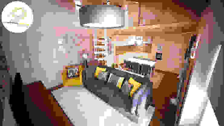 Decoração Mezanino (zona de estar) by Andreia Louraço Design e Interiores Andreia Louraço - Designer de Interiores (Email: atelier.andreialouraco@gmail.com) Salas de estar modernas Pedra Cinzento