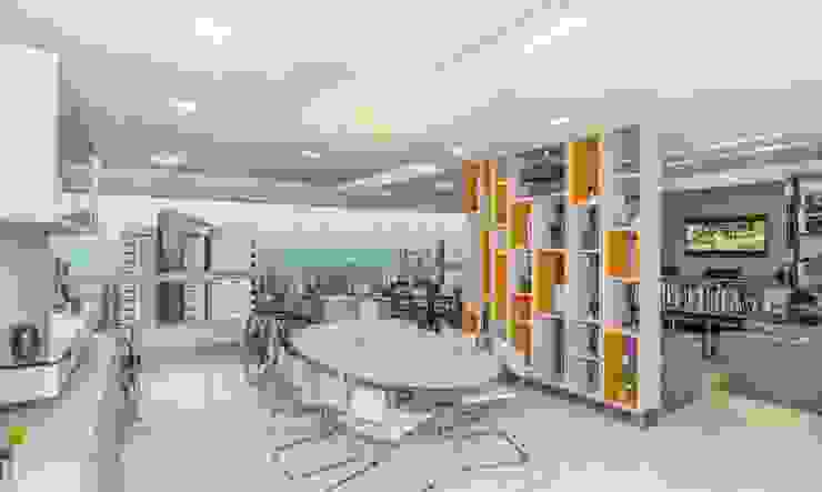 VZ Arquitetas Salle à manger moderne Blanc