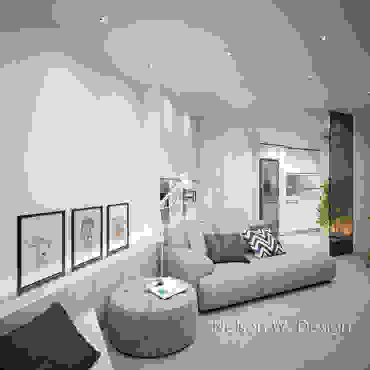 Concealed front door create tidy and open living space Nelson W Design Modern living room Wood Beige Furniture,Property,Couch,Comfort,Picture frame,Building,Plant,Living room,Architecture,Interior design