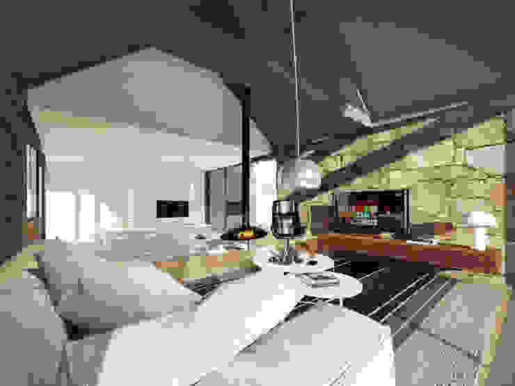Davide Domingues Arquitecto Soggiorno in stile rustico Granito Metallizzato/Argento