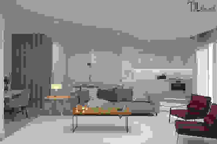 Scandinavian style living room by Lagom studio Scandinavian Concrete