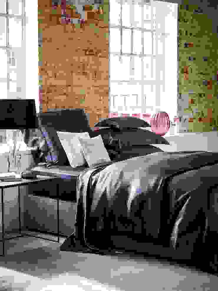 Charcoal silk bed linen Gingerlily Moderne Schlafzimmer Seide Grau Textilien