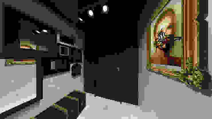 STUDIO BRANZARO Couloir, entrée, escaliers modernes Noir