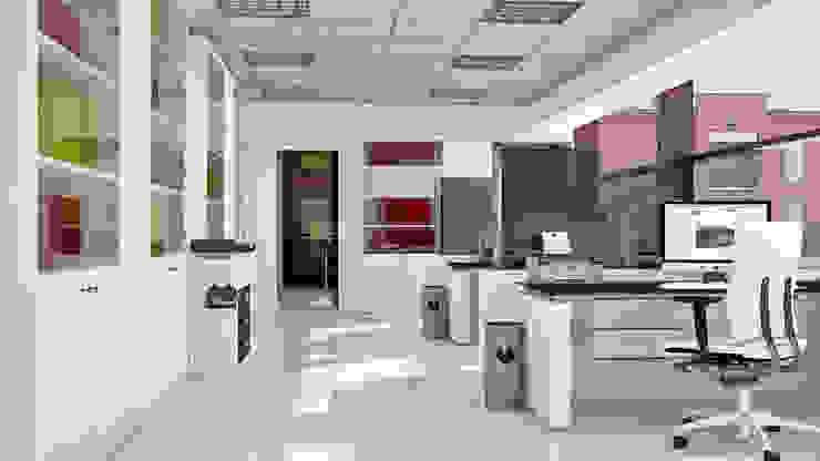 Proposta di arredamento e disposizione arredo per uffici - RENDERING 3D 2P COSTRUZIONI srl Complesso d’uffici moderni