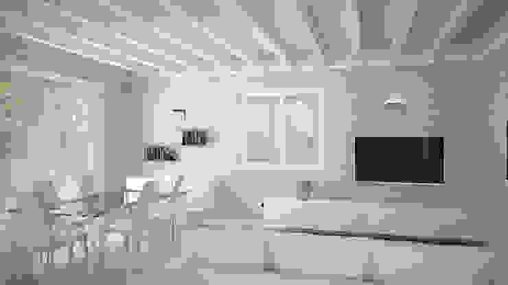 RENDERING 3D – VILLA BIFAMILIARE 2P COSTRUZIONI srl Soggiorno classico