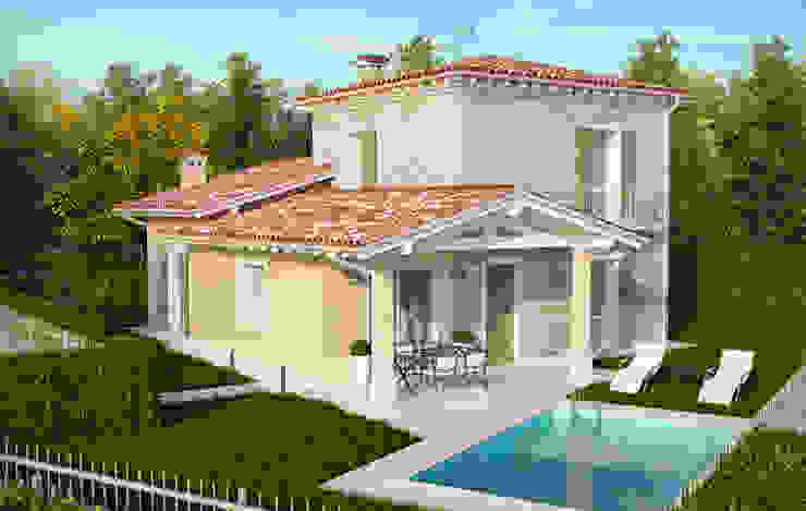 RENDERING 3D - VILLA BIFAMILIARE 2P COSTRUZIONI srl Case classiche