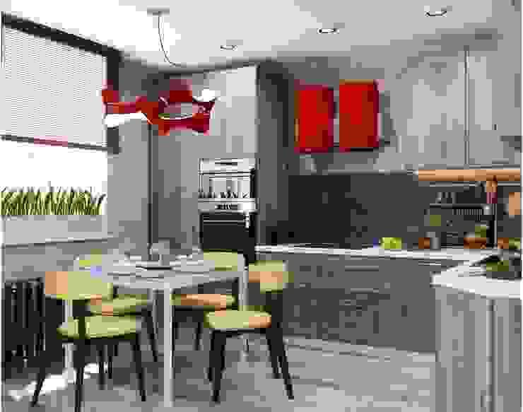 Краски мегаполиса - 1 Студия дизайна ROMANIUK DESIGN Кухня в стиле лофт Серый