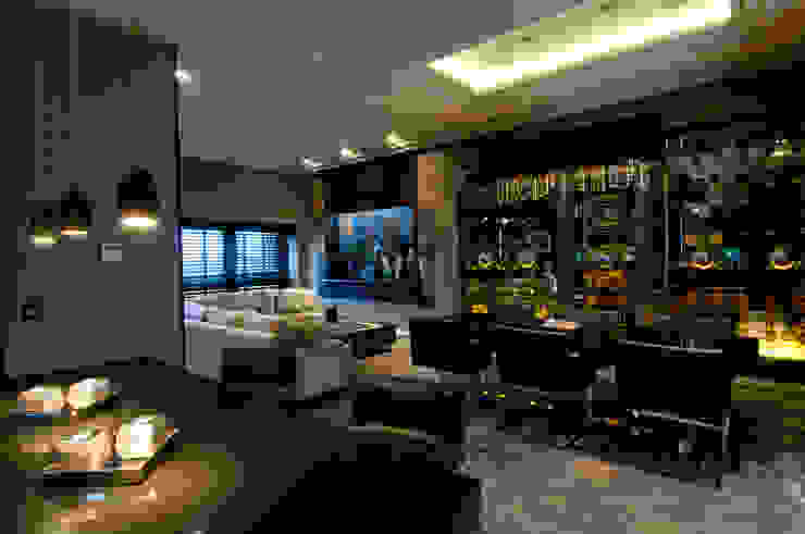 Looking over to the cinema Design by UBER Modern media room cinema,home cinema,apartment,luxury apartment