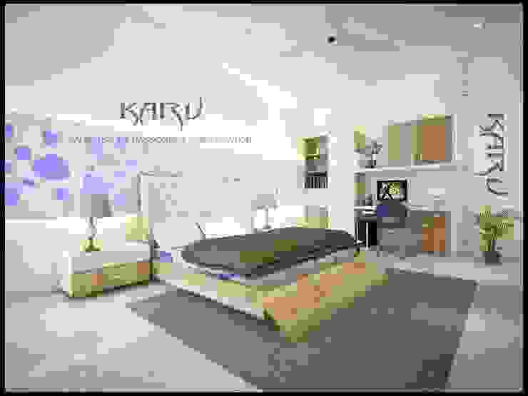 BEDROOM KARU AN ARTIST Modern style bedroom Property,Furniture,Building,Ceiling fan,Decoration,Purple,Plant,Comfort,Lighting,Wood