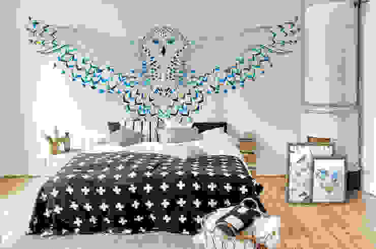Snowy Owl Pixers Scandinavian style bedroom Blue