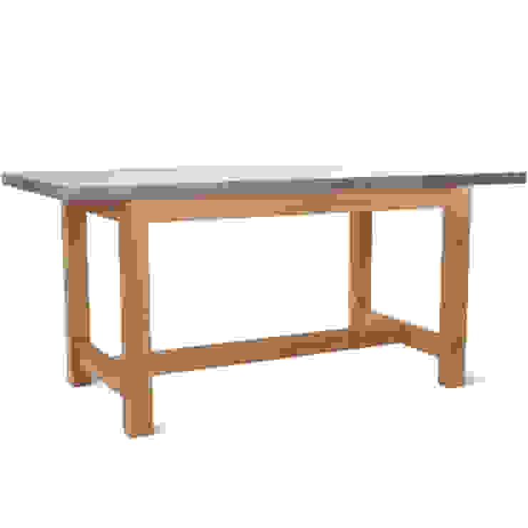 Kingham Dining Table with Galvanised Top homify Dining roomTables Wood Wood effect dining room,dining table,kitchen table,contemporary,wood,architectural,galvanised,zinc,zinc top