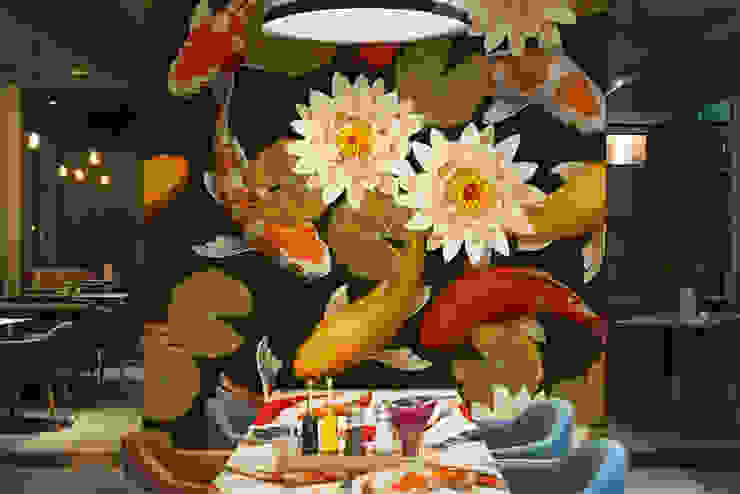 Carps and lotus Pixers Walls Multicolored