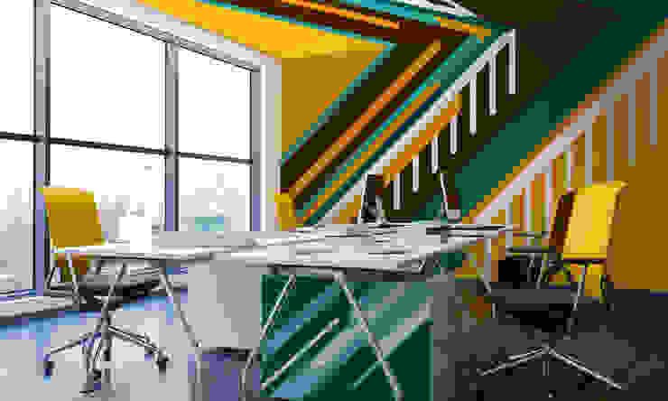 Striped wall Pixers Modern Study Room and Home Office Multicolored
