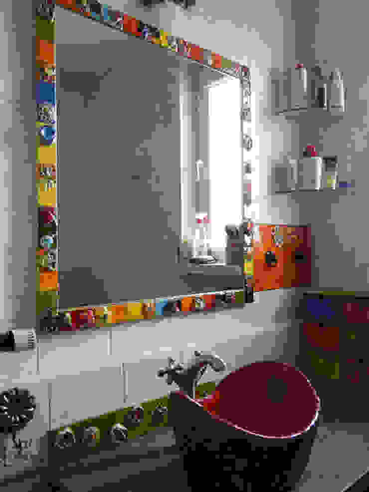 Ceramiczna rama lustra do łazienki, rama lustra z kafelków kolorowe kwiaty Dekory Nati Wiejska łazienka Ceramiczny Wielokolorowy rama lustra,lustro do łazienki,lustro łazienkowe,ceramiczna rama lustra,rama lustra z kafelków