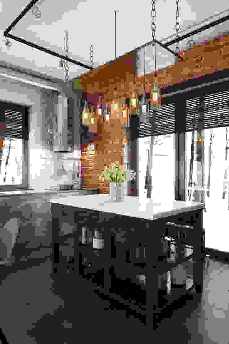 Воздушный кухонный остров Дизайн студия Алёны Чекалиной Кухня в стиле лофт