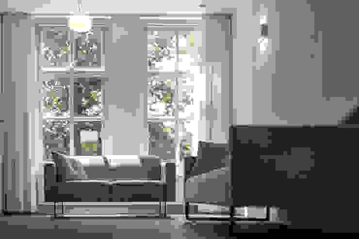 Woonkamer Huis 20x3 Tim de Graag Moderne woonkamers Massief hout Wit wit,woonkamer,kussens,groen,licht